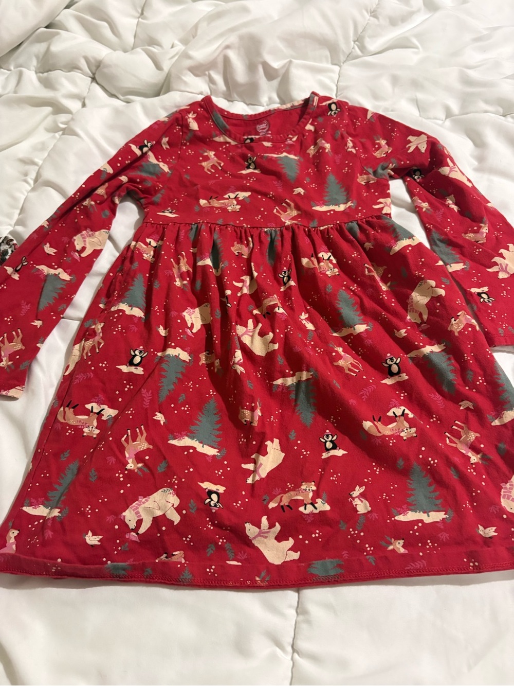 wonder nation Red Long-Sleeve Forest Animal Print Dress